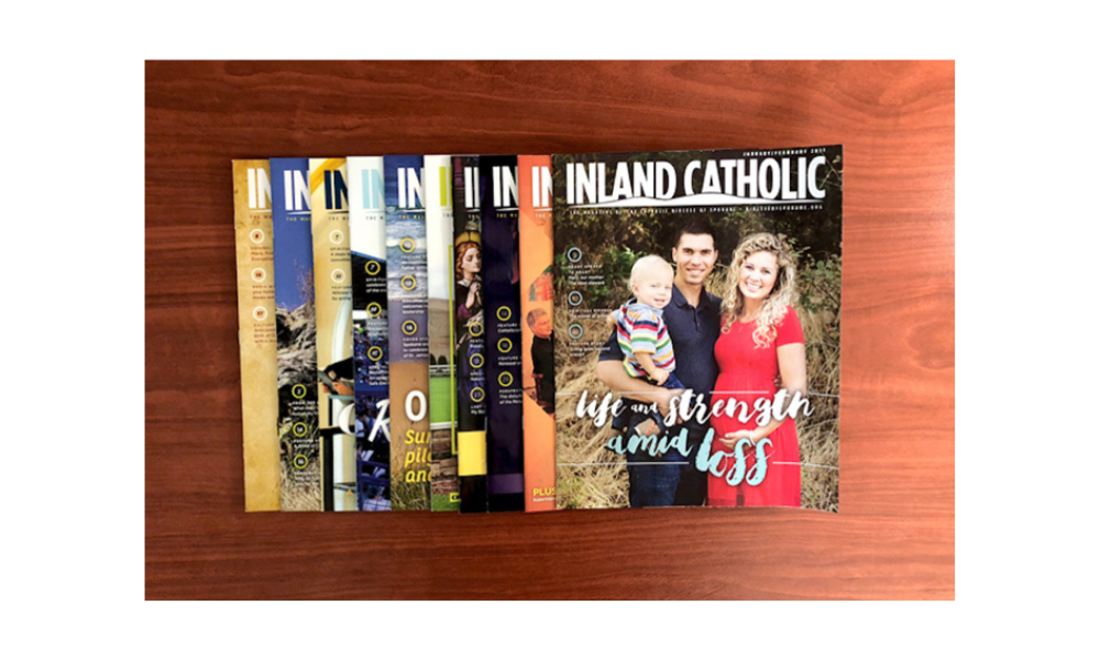 Inland Catholic image of magazines on a table
